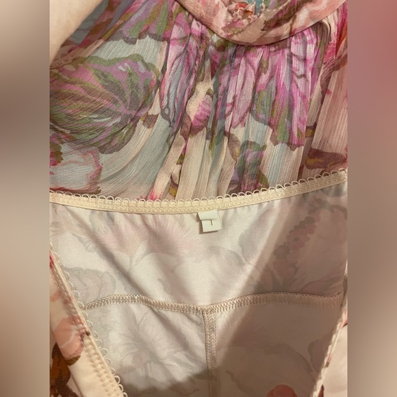 Zimmermann Coral Hibiscus Semi-sheer Floral Blouse Size 1 - Picture 14 of 15